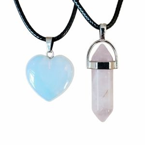 LAST SET! Opalite and rose quartz crystal necklace set